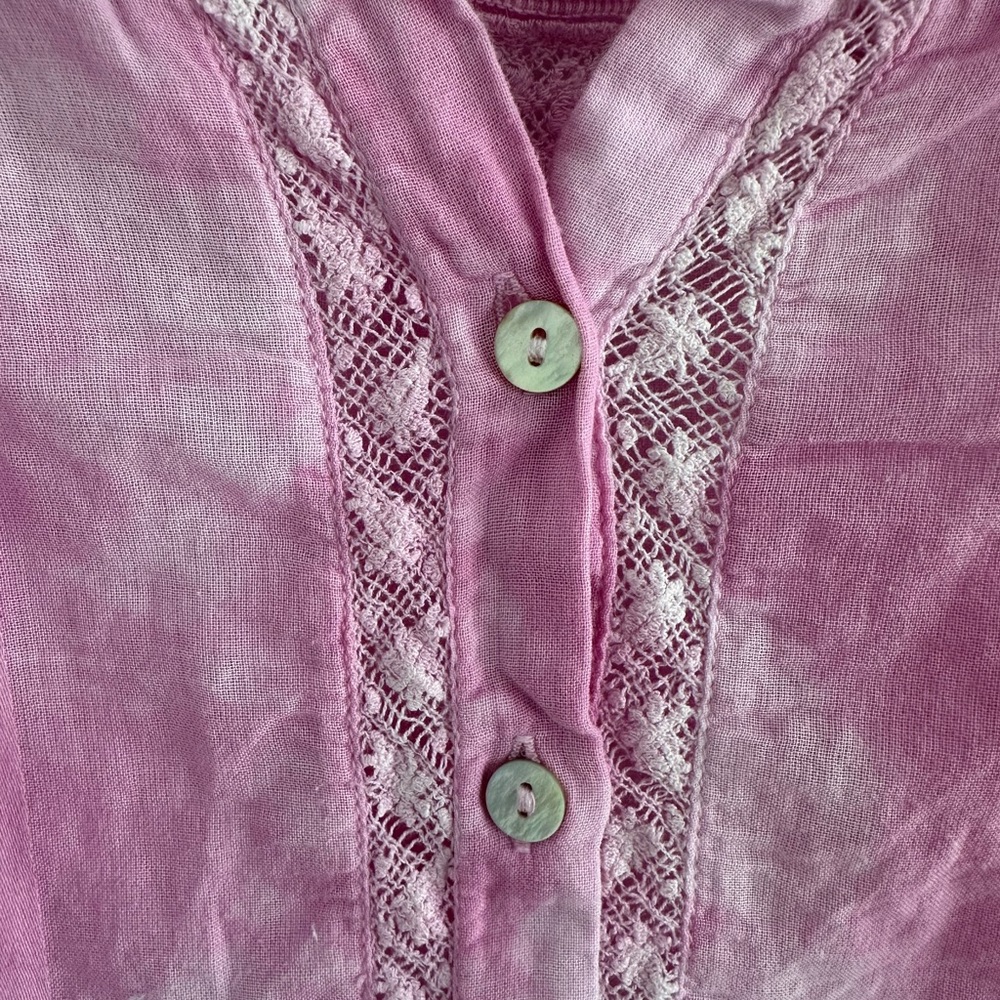 Love Shack Fancy Shirt Blouse Pink Medium - Picture 2 of 4